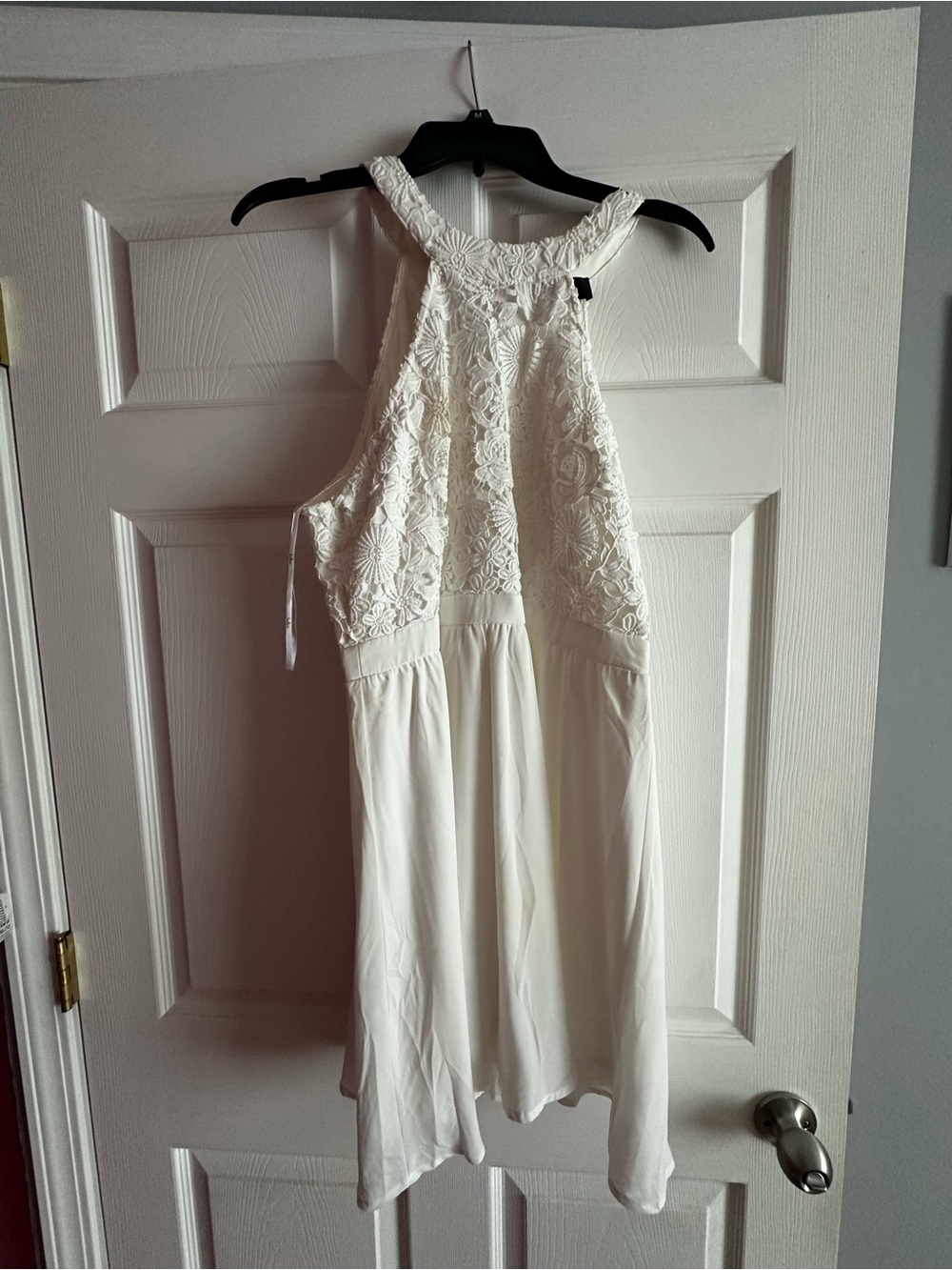 Lulu's White Lace Halter Midi Dress